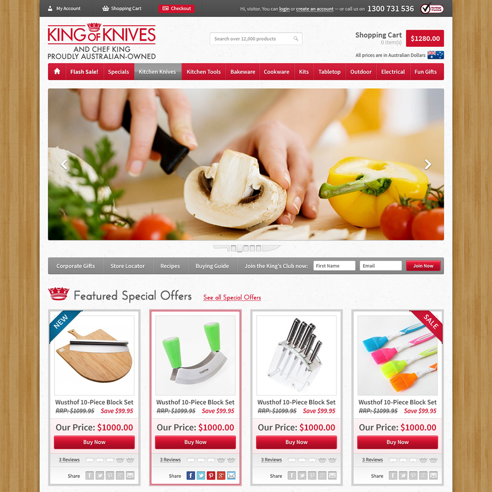 King of Knives eCommerce Website